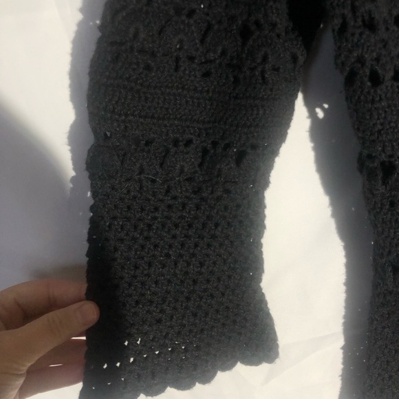 evolution not revolution Black Crochet Cardigan Sweater Women Sz Large - Picture 3 of 5